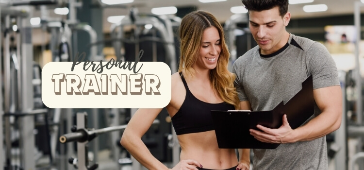 Personal Trainer with Client in Gym
